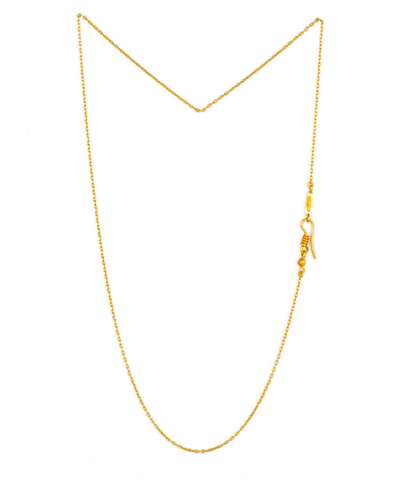 Gold chain necklace on a white background