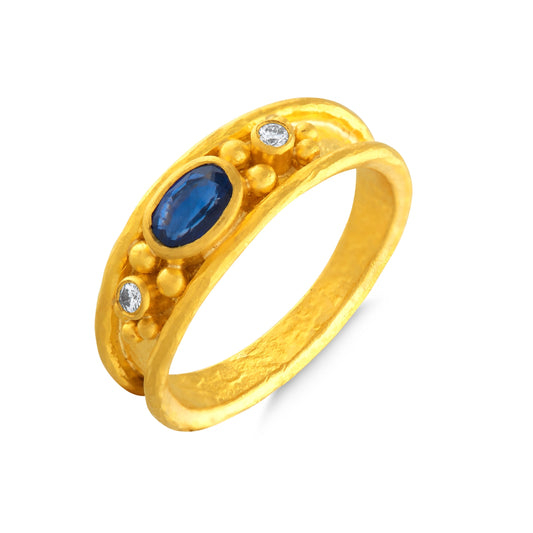 Tapered Etruscan Blue Sapphire Ring