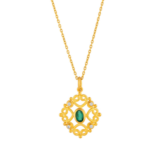 Lacey Heart Emerald Pendant