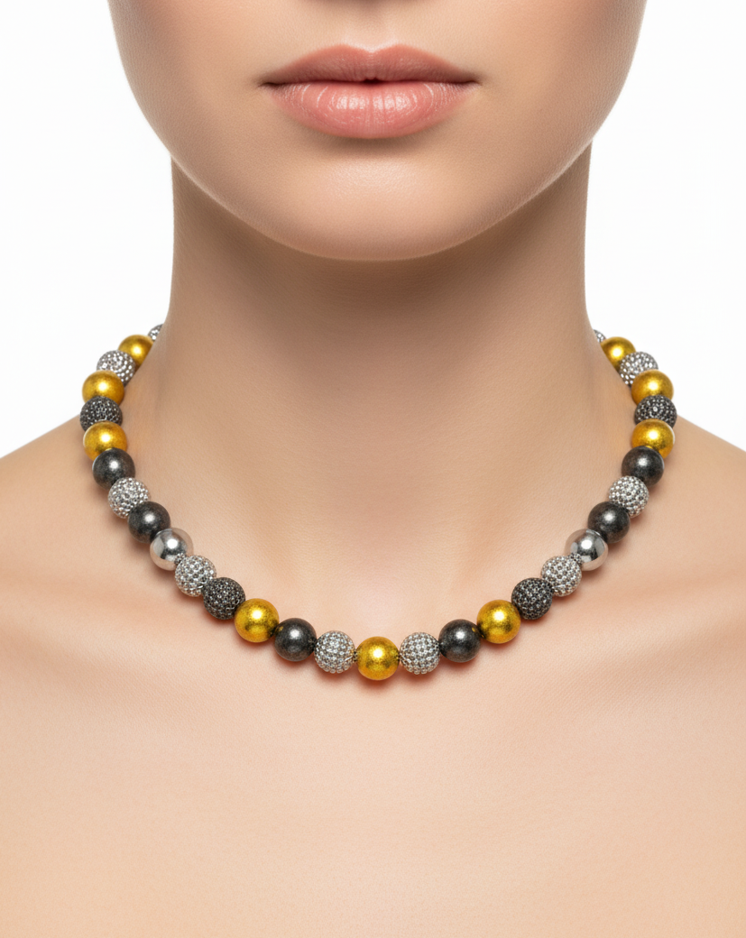 Two-Tone Beaded Cage Necklace