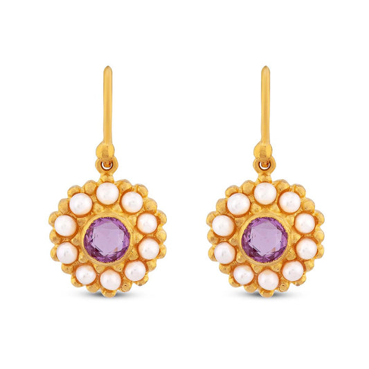 Pink Sapphire and Pearl Rosette Earrings