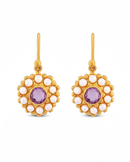 Pink Sapphire and Pearl Rosette Earrings