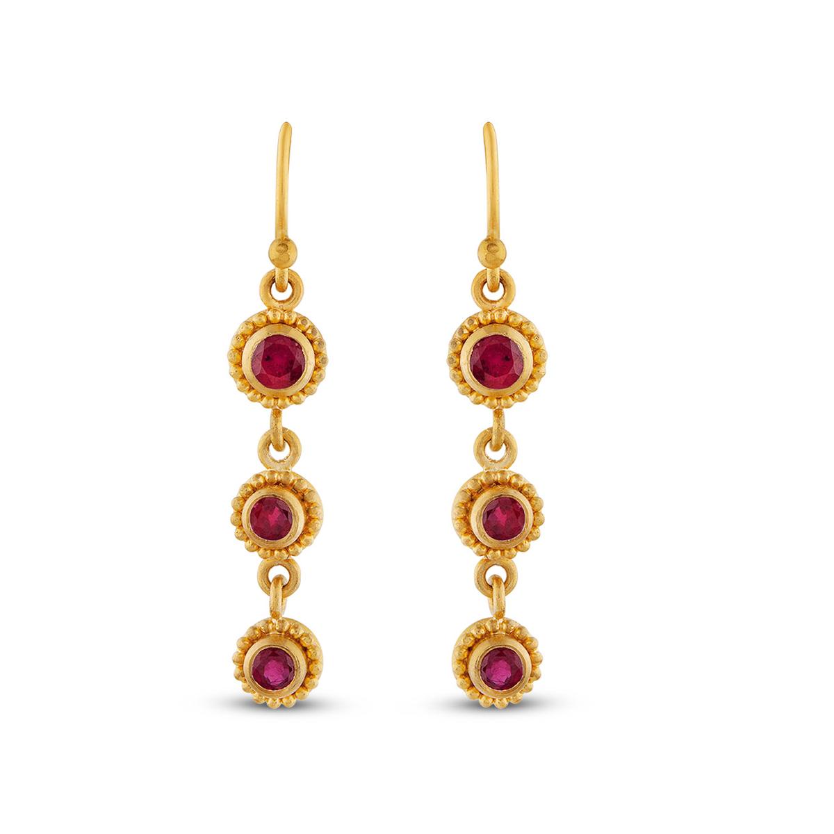 Granulated Bezel Drop Earrings