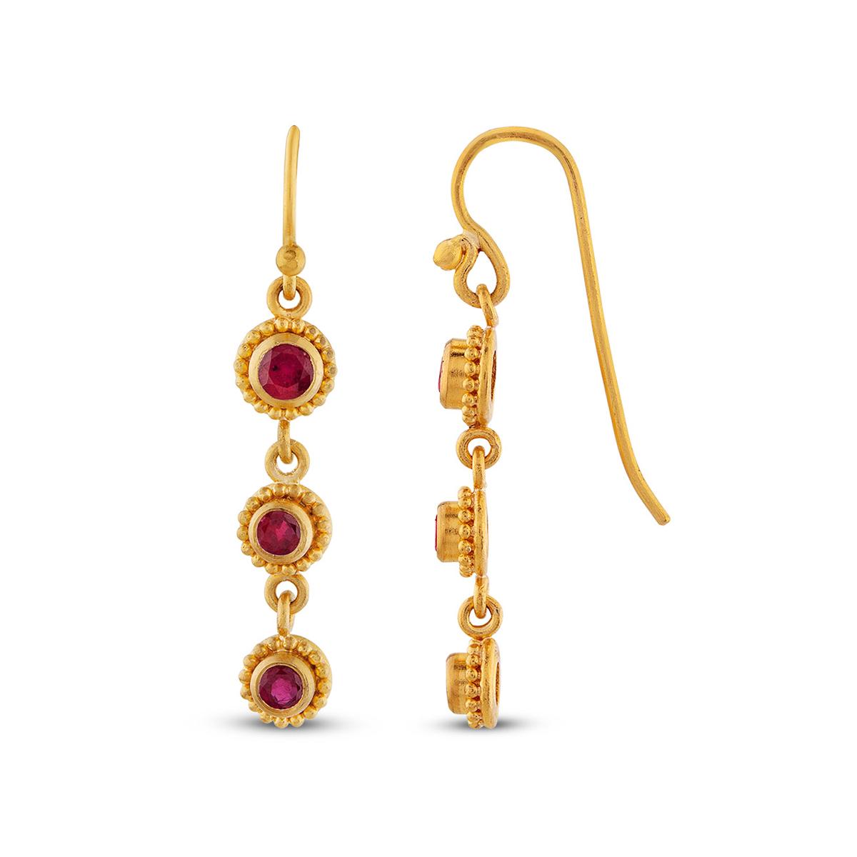 Granulated Bezel Drop Earrings