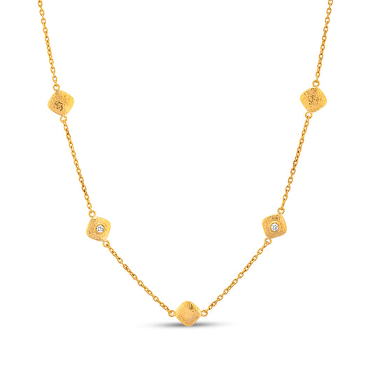 Cushion Station Necklace - Diamond