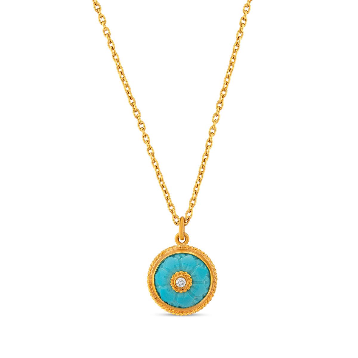 Turquoise Rosette Pendant