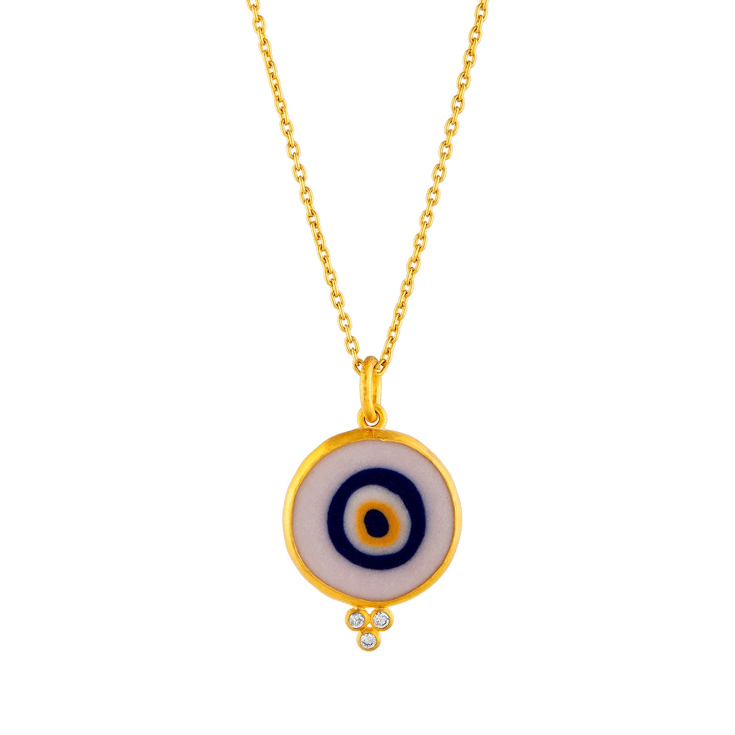 Ceramic Evil Eye Pendant White