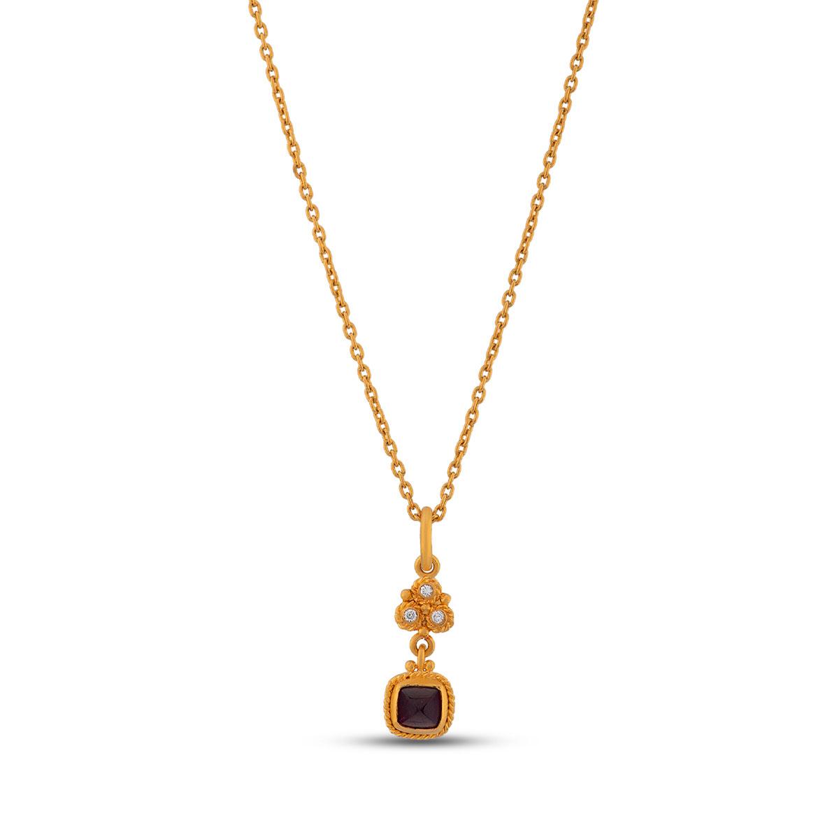 Sugarloaf Ruby Pendant with Diamond