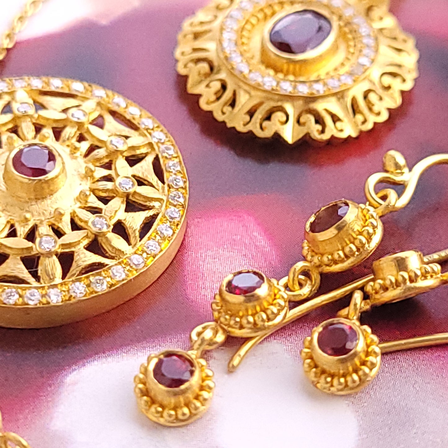 Granulated Earring - Ruby