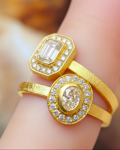 Emerald Cut Diamond Ring with Halo