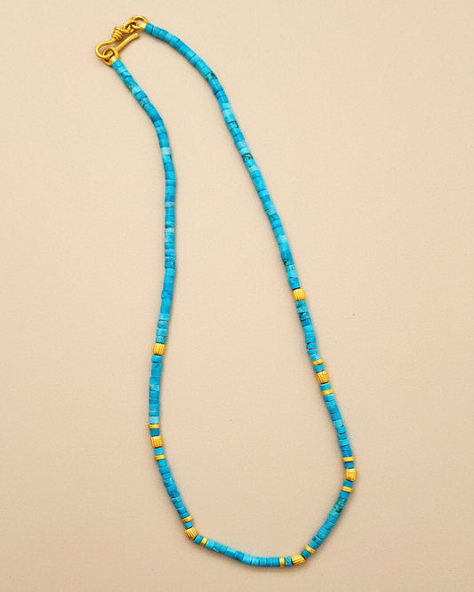 Turquoise and Gold Beaded Necklace