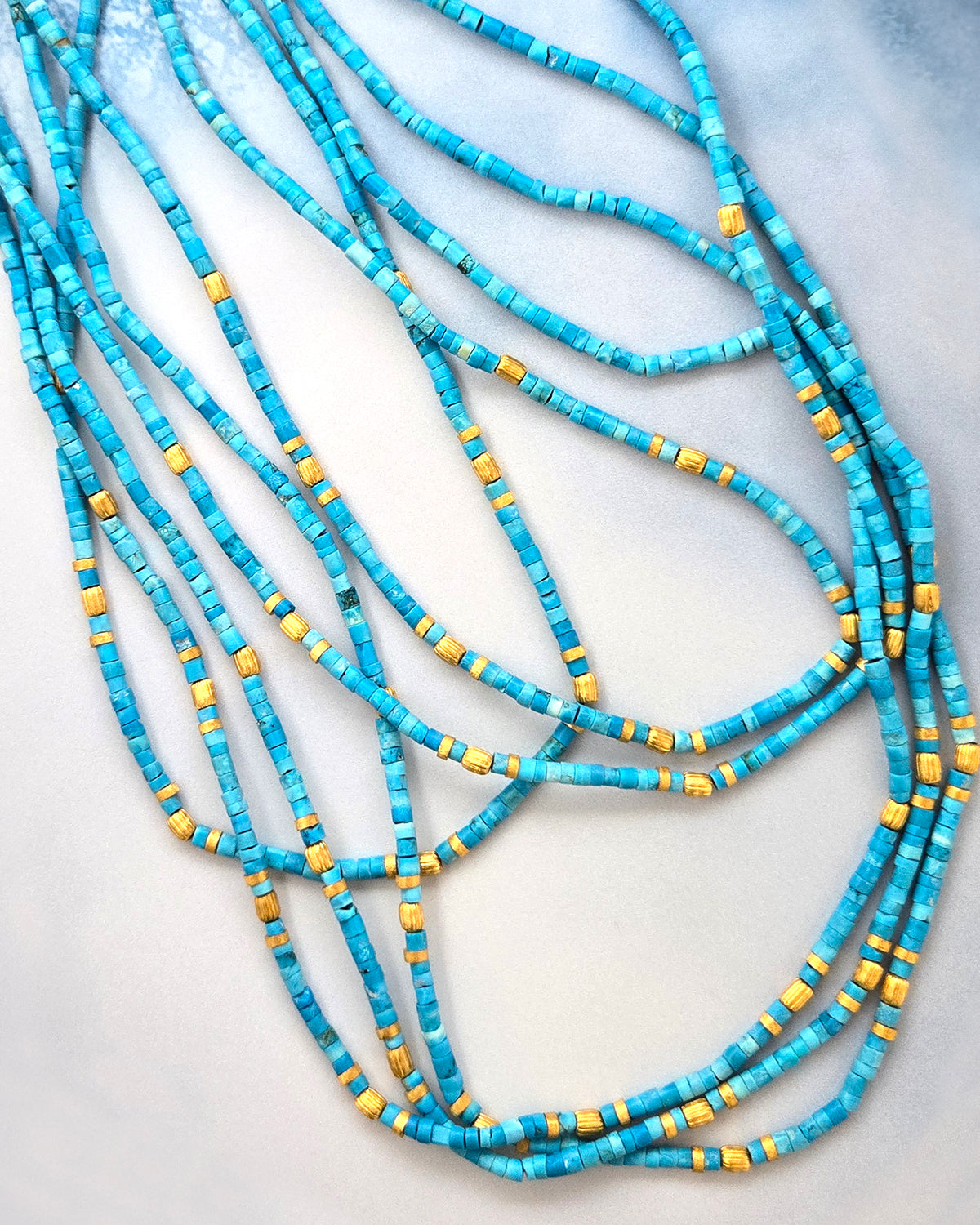 Turquoise and Gold Beaded Necklace