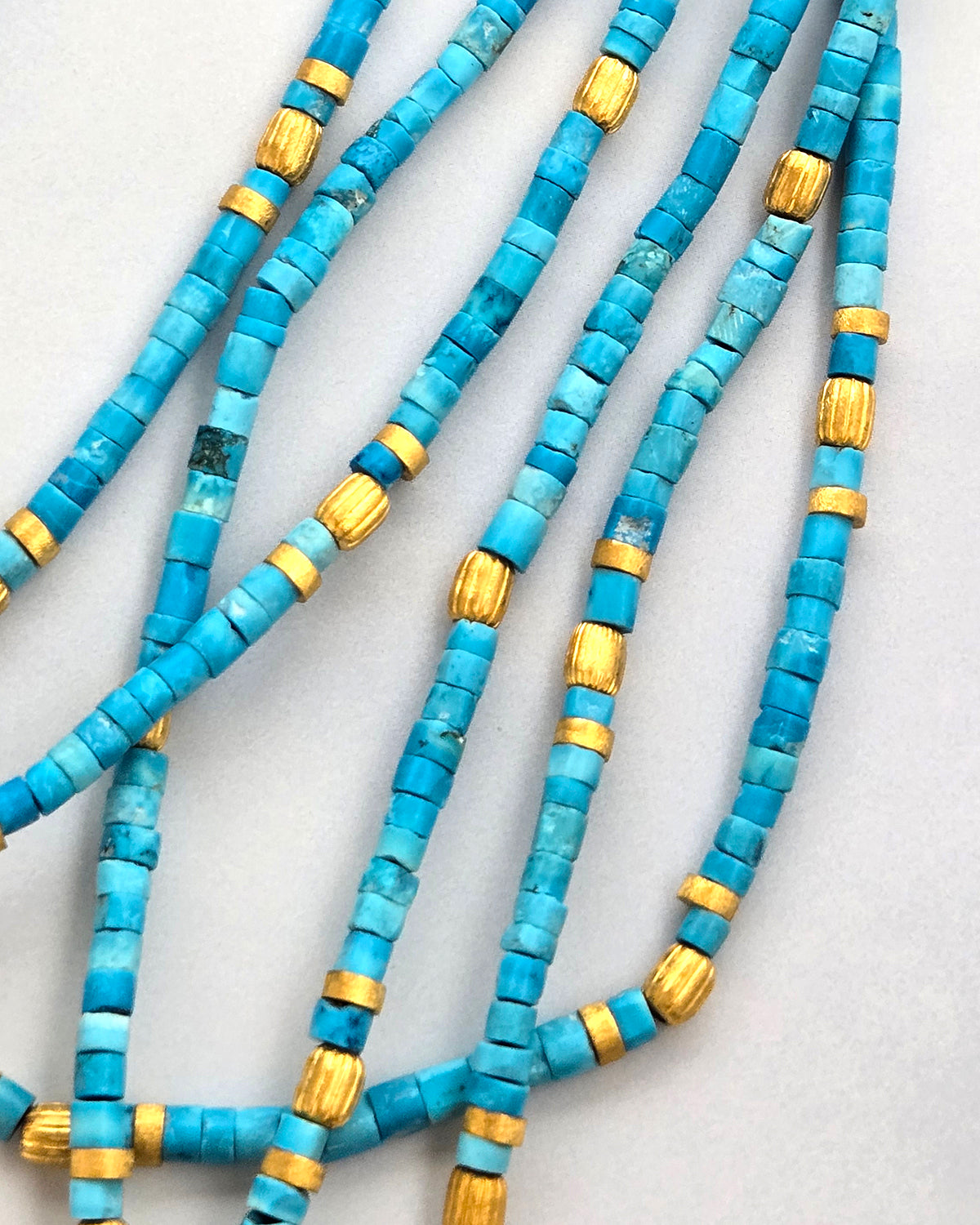 Turquoise and Gold Beaded Necklace