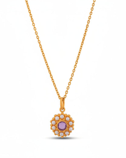 Pink Sapphire and Pearl Rosette Pendant