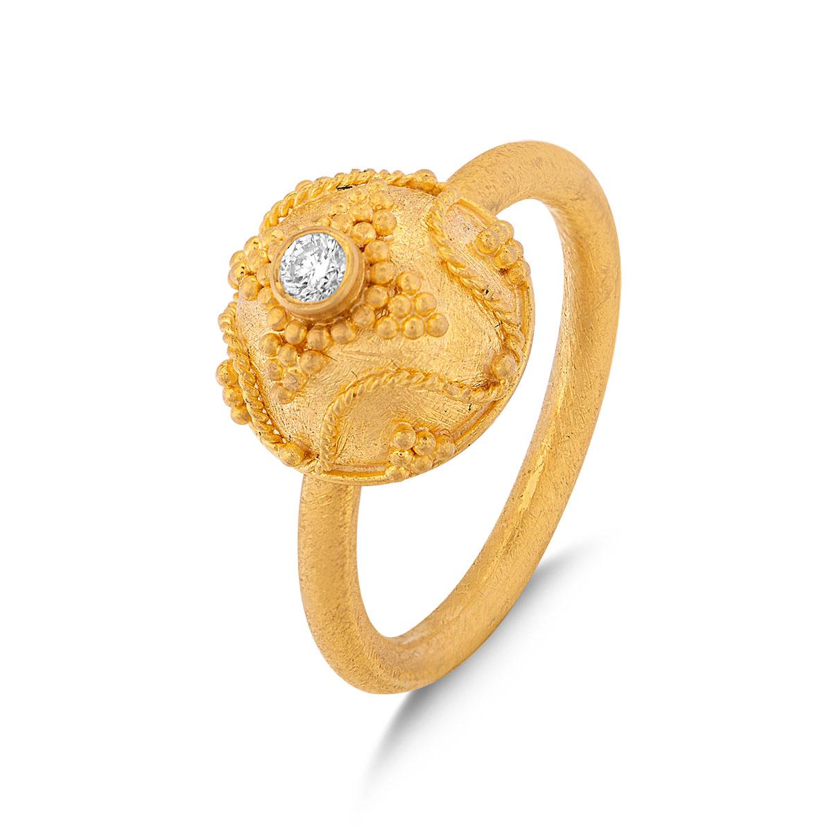 Domed Granulation Ring with Diamond