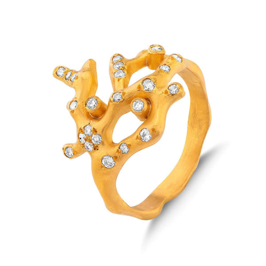 Coral Branches Ring with Diamond