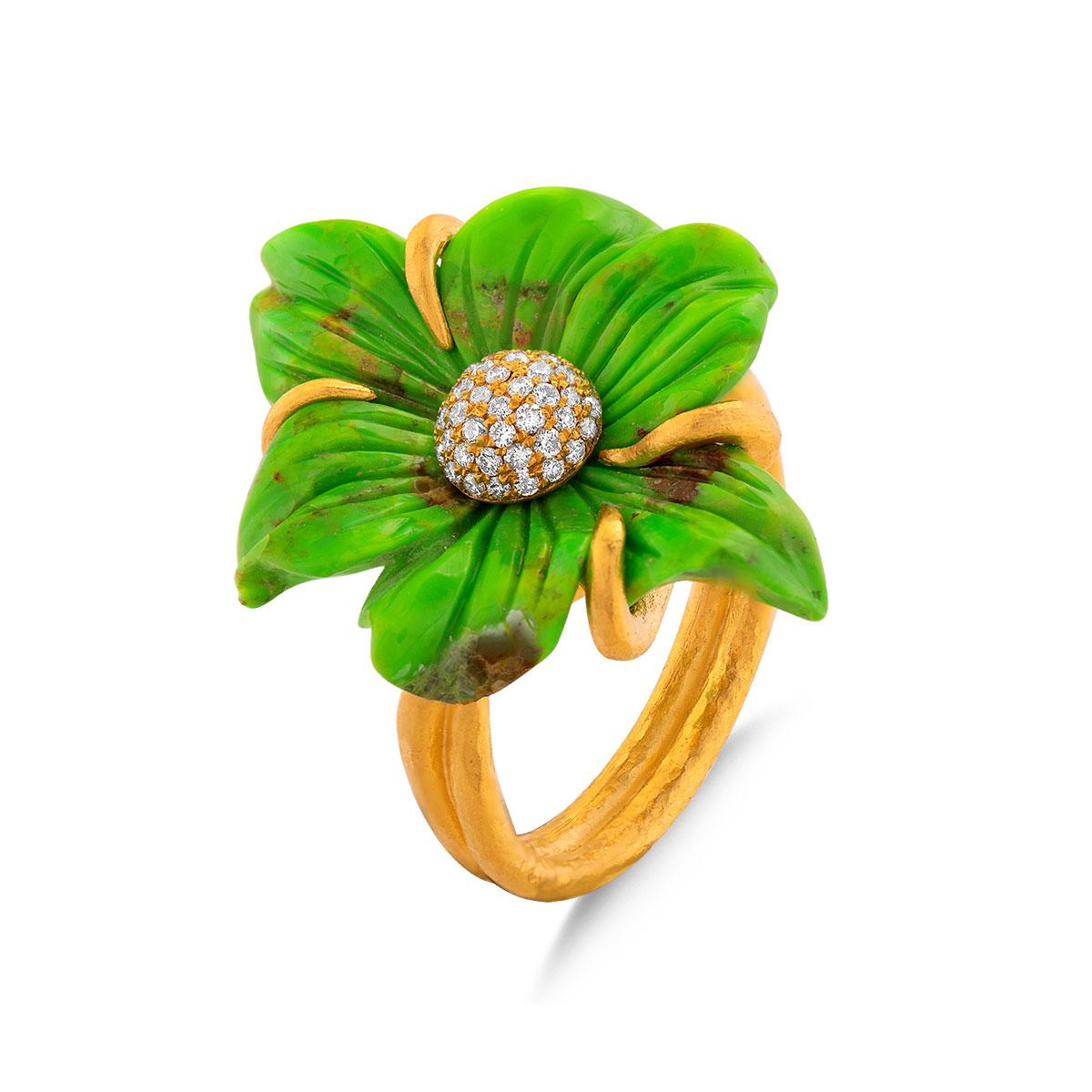 Sculpted Turquoise Flower Ring