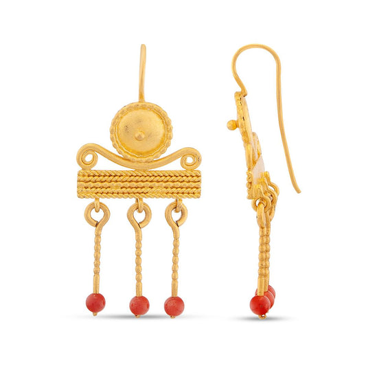 Troy Earrings with Coral