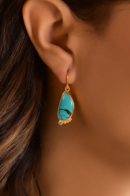 Turquoise Earrings with Diamond And Granulation