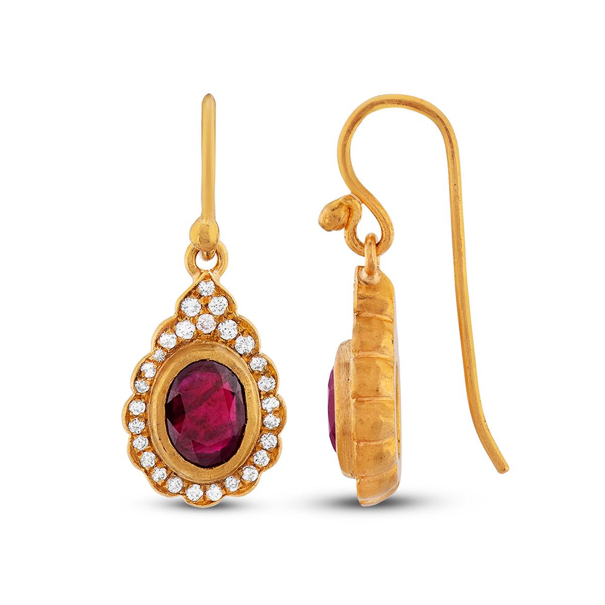 Diamond Pave Lotus Bud with Ruby