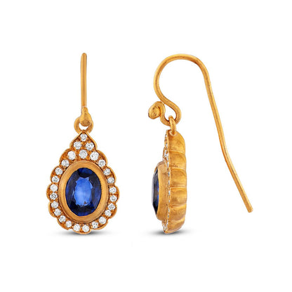 Diamond Pave Lotus Bud with Sapphire