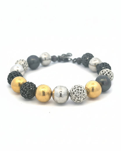 Gold And Silver Beaded Bracelet