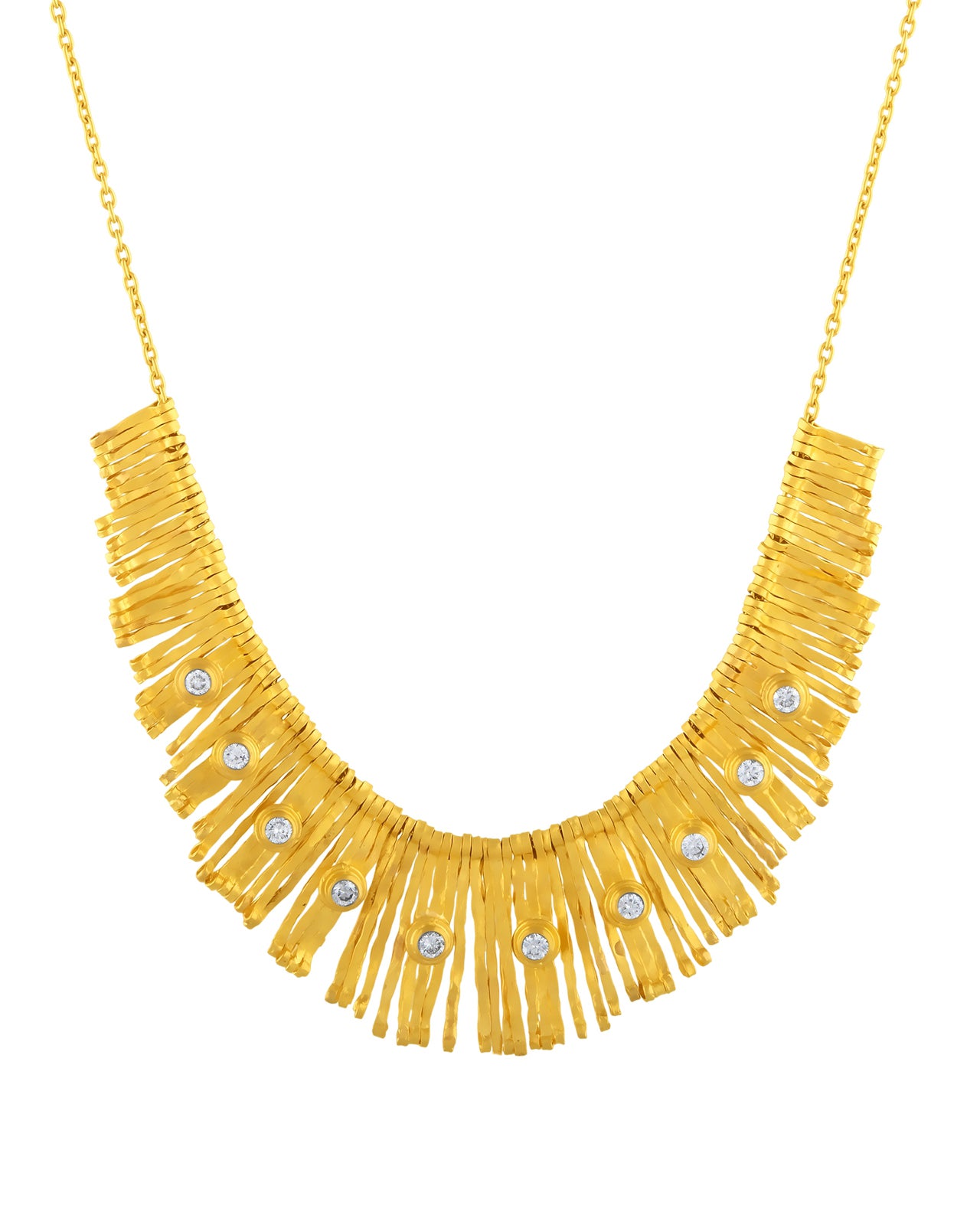 24k gold fringe necklace with diamonds Cevherun
