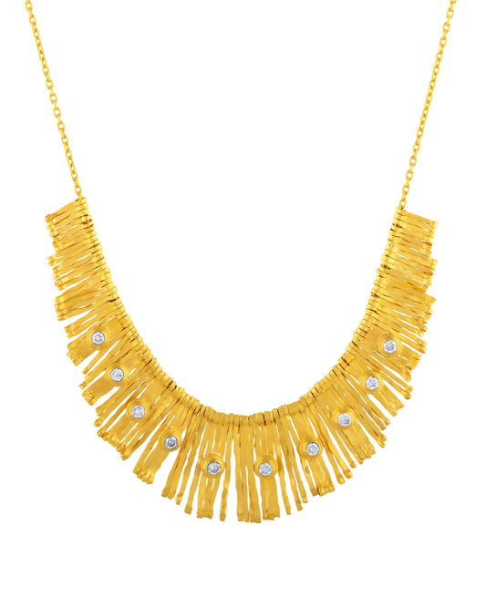 24k gold fringe necklace with diamonds Cevherun