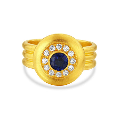 Sapphire Triple Band Halo Ring