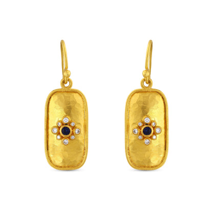 Rectangle Sapphire And Diamond Earring