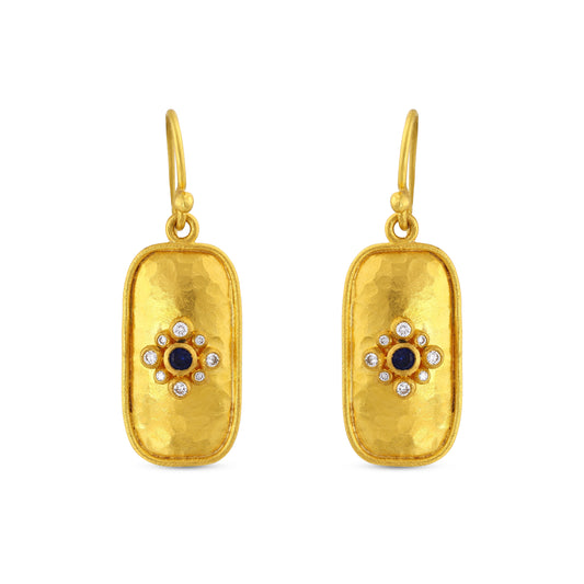 Rectangle Sapphire And Diamond Earring