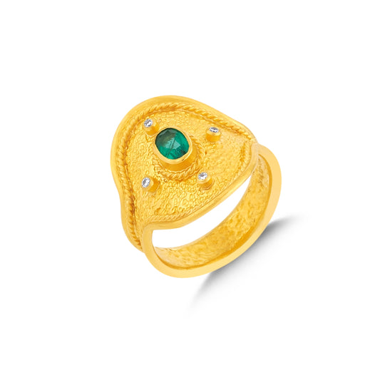 Emerald Etruscan Ring
