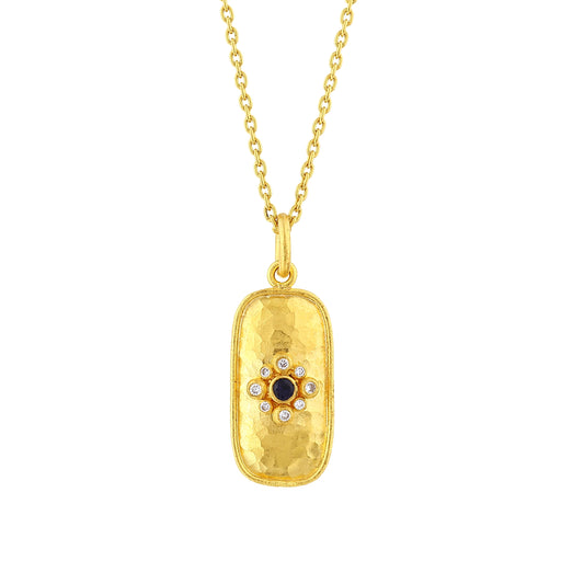 Rectangular Diamond And Sapphire Pendant
