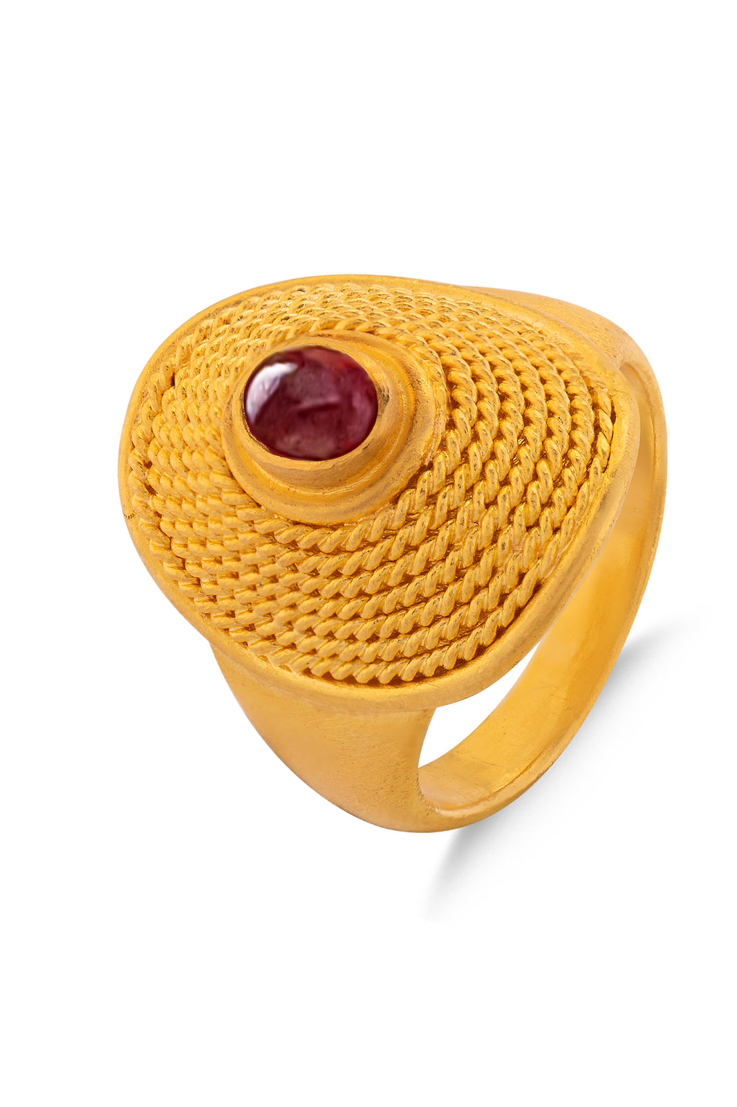Ruby Cabochon Rope Ring - Buy Exquisite 24 Karat Jewelry | Cevherun