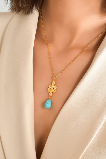 Longevity Knot Turquoise Pendant