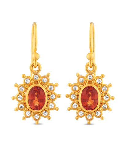 Sunburst Orange Sapphire Earrings