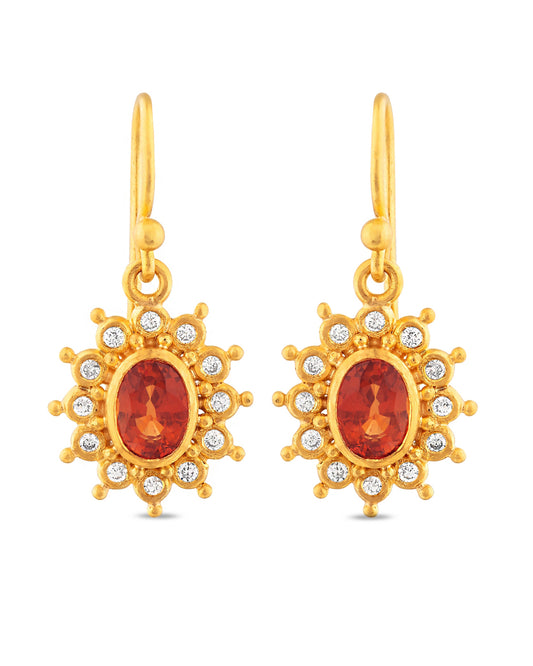 Sunburst Orange Sapphire Earrings