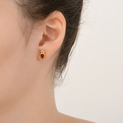 Drop Design Ruby And Diamond Earring