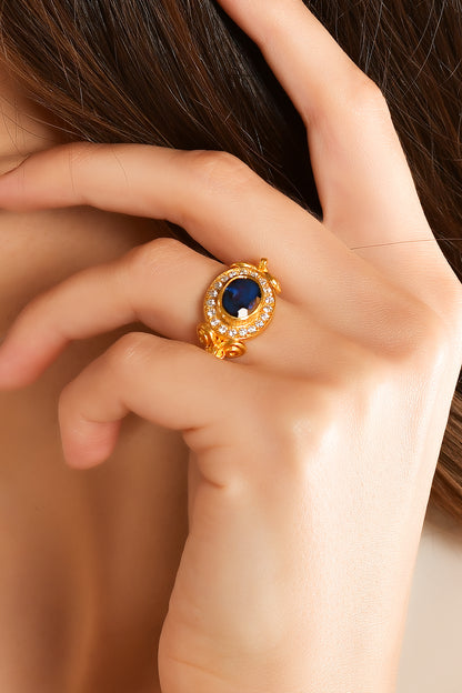 Ram's Head Sapphire Ring with Diamond Halo