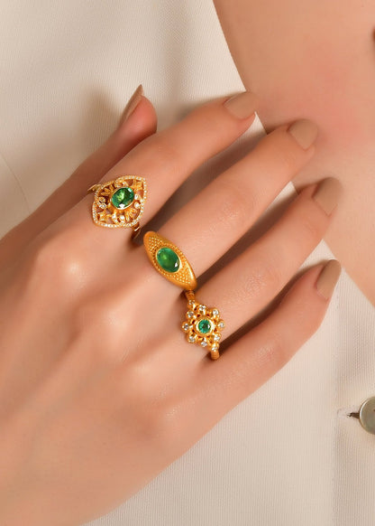 Emerald & Diamond Floret Ring