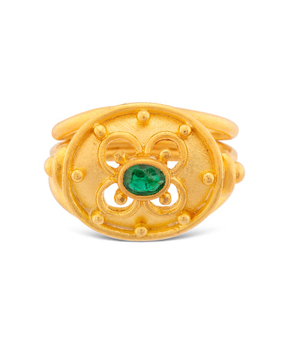 Gothic Chamber Ring with Emerald