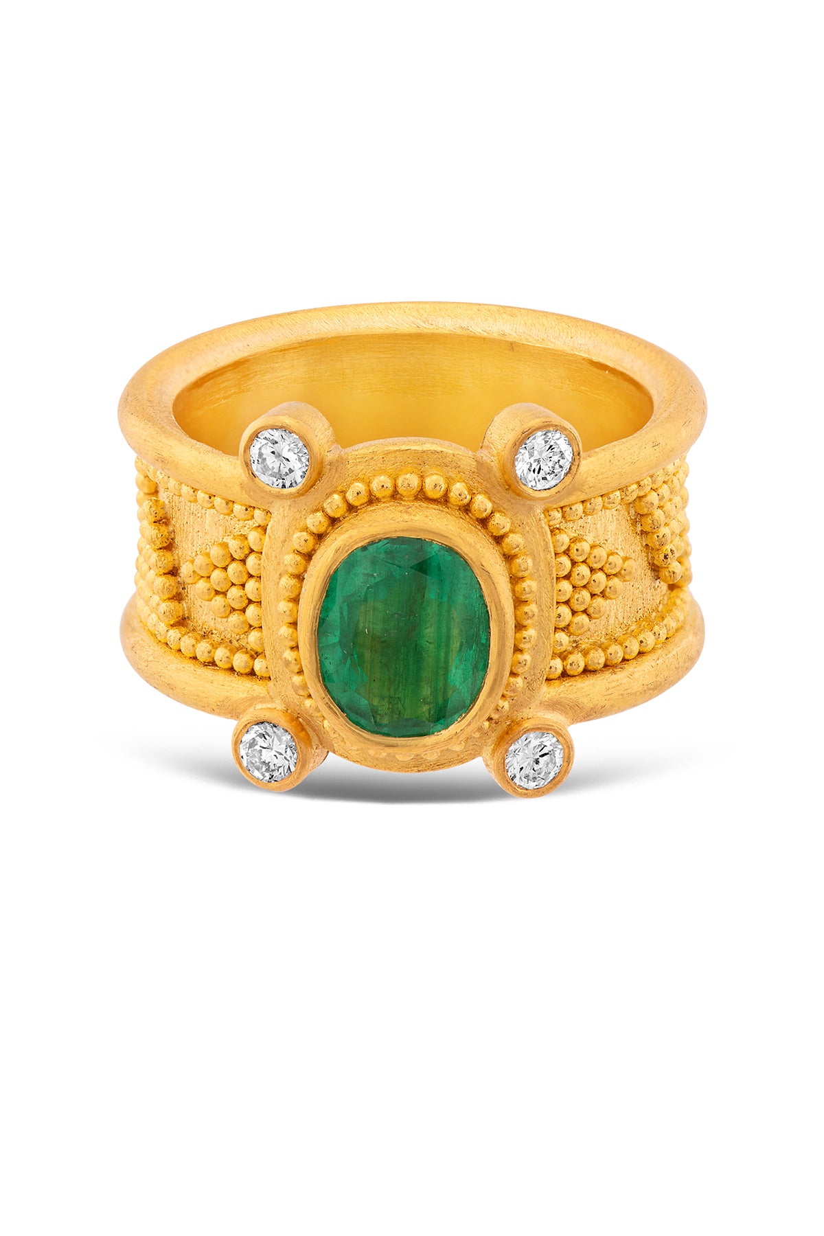 Etruscan Emerald and Granulation Ring