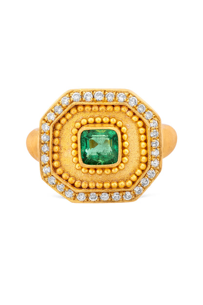 Princess Cut Octagonal Emerald Ring