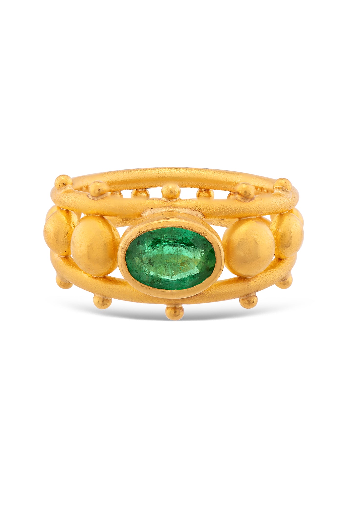 Vaulted Ring with Oval Emerald