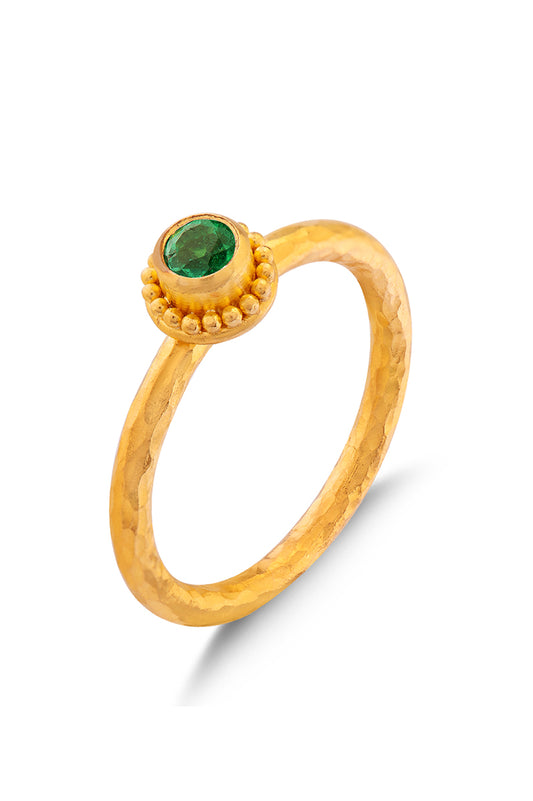 Granulated Stack Ring - Emerald