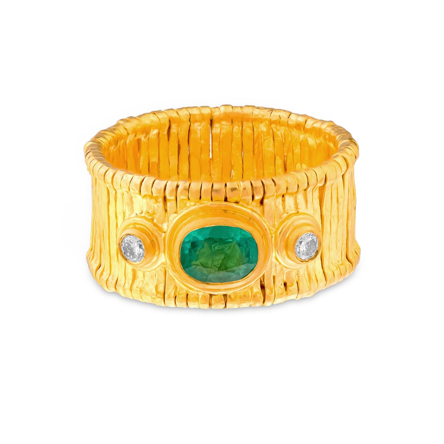 Willow Ring with Emerald and Diamonds