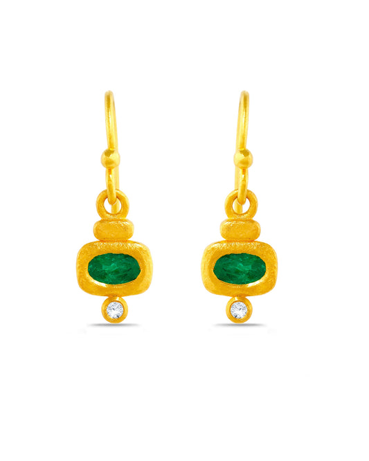 Mosaics East West Emerald Drop Earrings