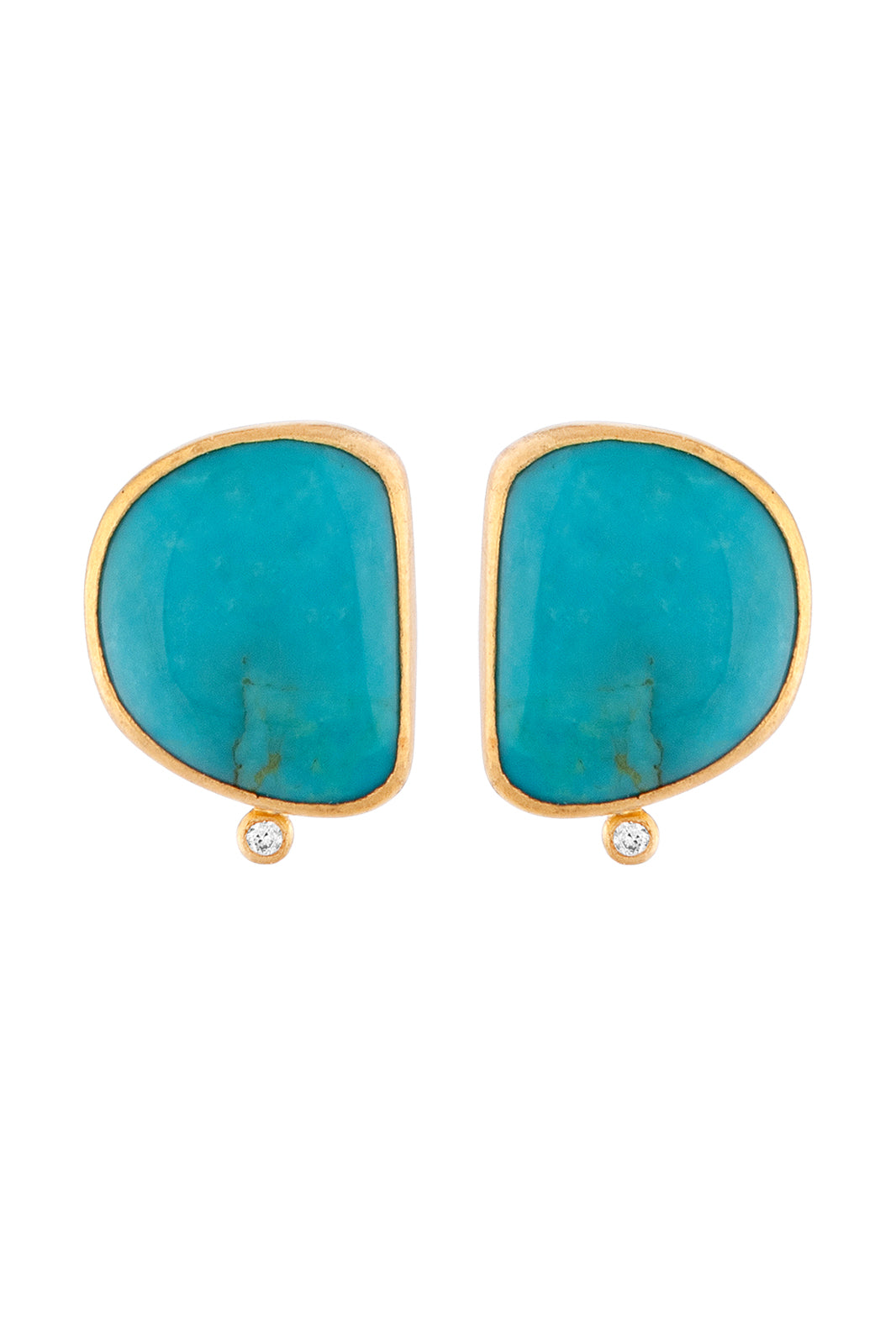 Turquoise Stud Earrings with Diamond