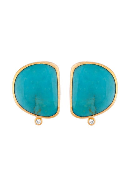 Turquoise Stud Earrings with Diamond