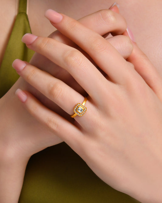 Emerald Cut Diamond Ring with Halo